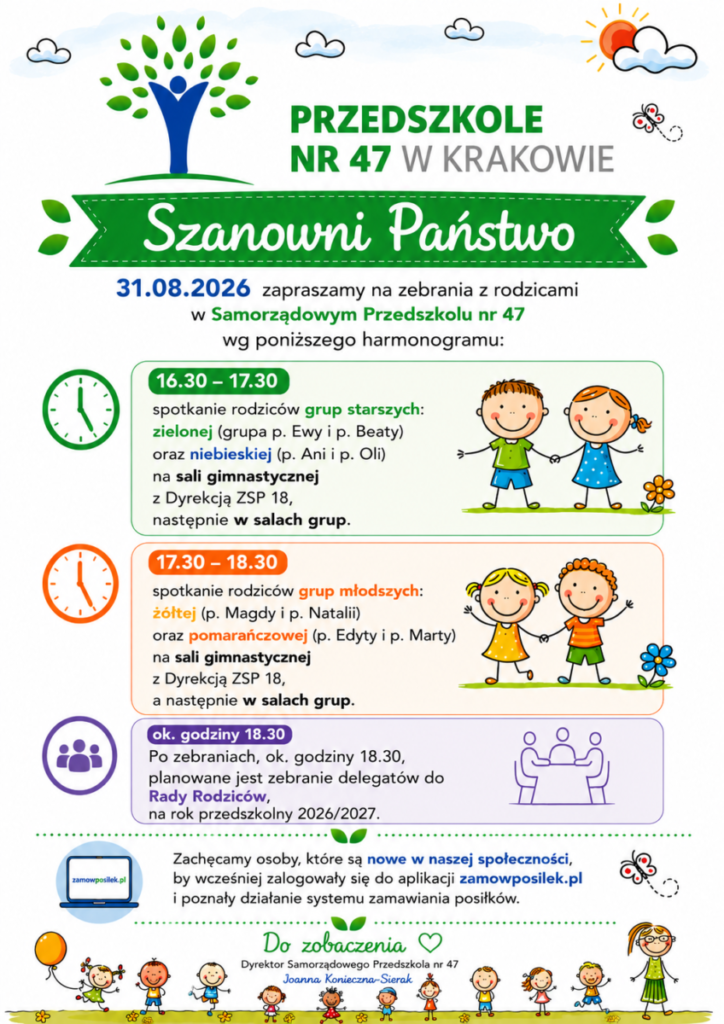 Sierpniowe zebrania z Rodzicami – zaproszenie